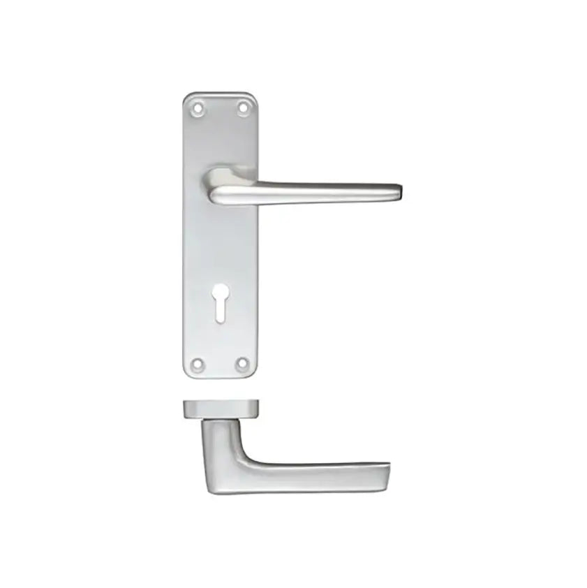 Zoo Lever on Lock Backplate Handle Satin
